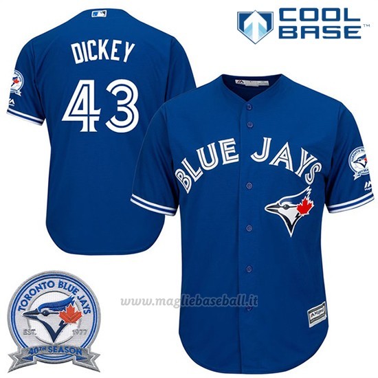 Maglia Baseball Uomo Toronto Blue Jays R A Dickey 43 Cool Base 40 Anniversario